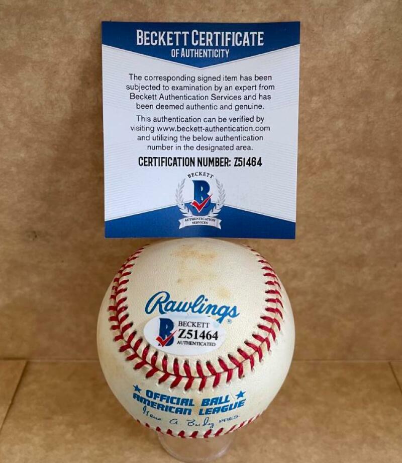 DUKE SIMS CLEVELAND INDIANS SIGNED AUTOGRAPHED A.L. BASEBALL BECKETT Z51464