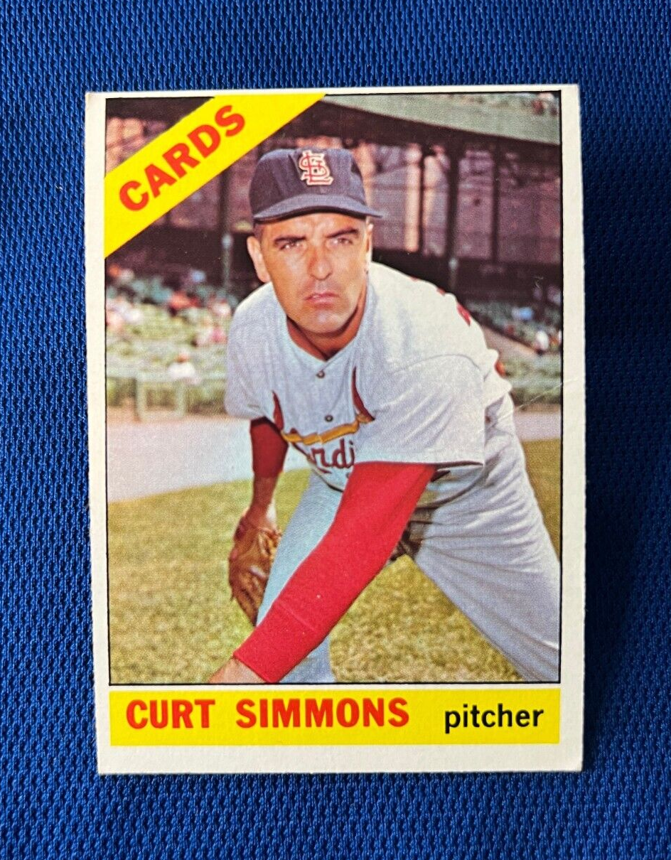 VINTAGE 1966 TOPPS CURT SIMMONS ST. LOUIS CARDINALS CARD #489