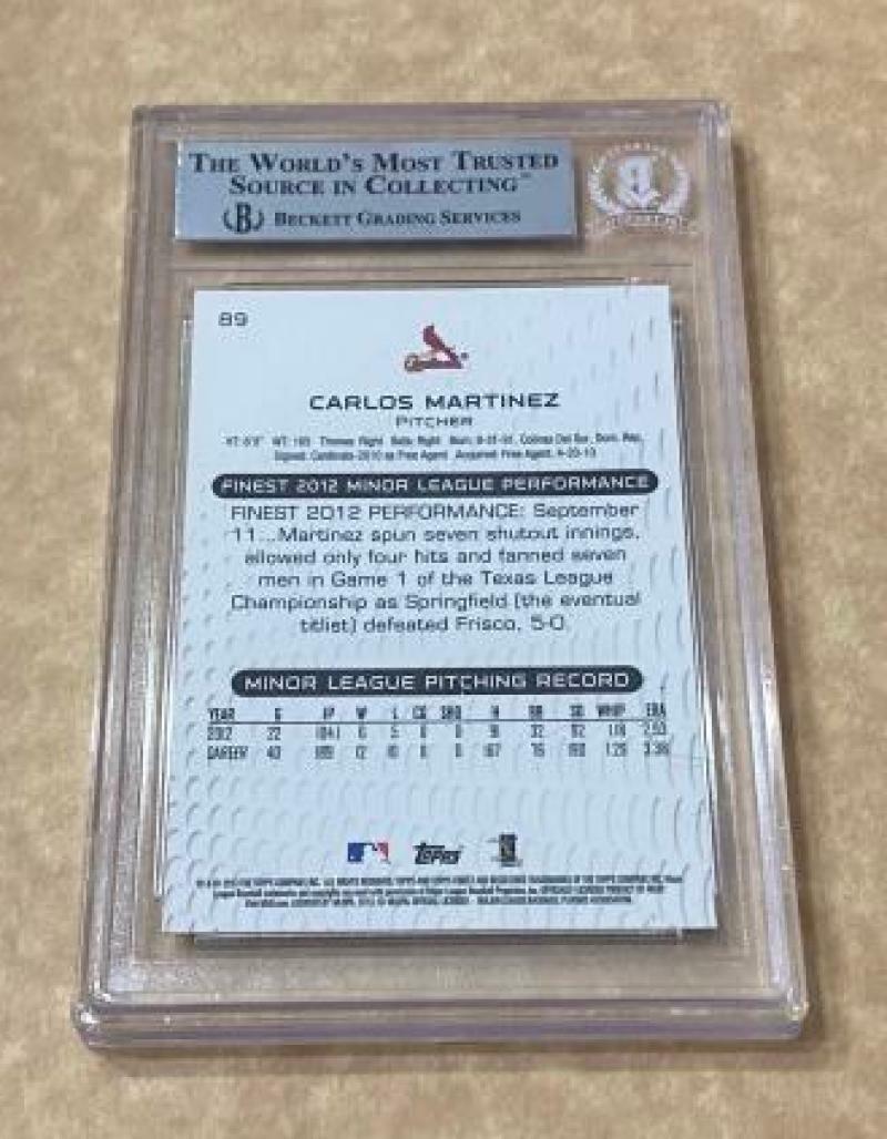 2013 FINEST CARLOS MARTINEZ ROOKIE #89 CARDINALS SIGNED CARD BECKETT AUTO