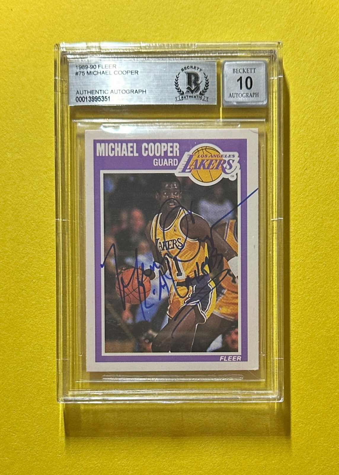 1989-90 FLEER MICHAEL COOPER #75 BECKETT AUTHENTIC SIGNED AUTOGRAPH CARD