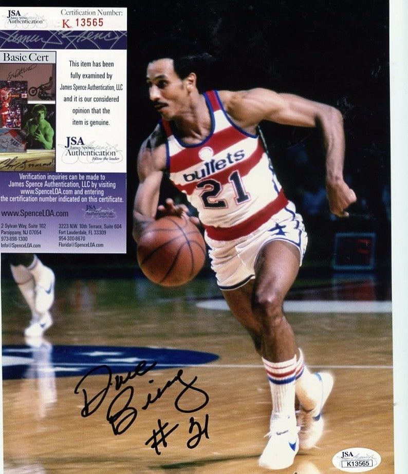 DAVE  BING  WASHINGTON BULLETS  SIGNED AUTOGRAPHED 8X10    JSA K13565