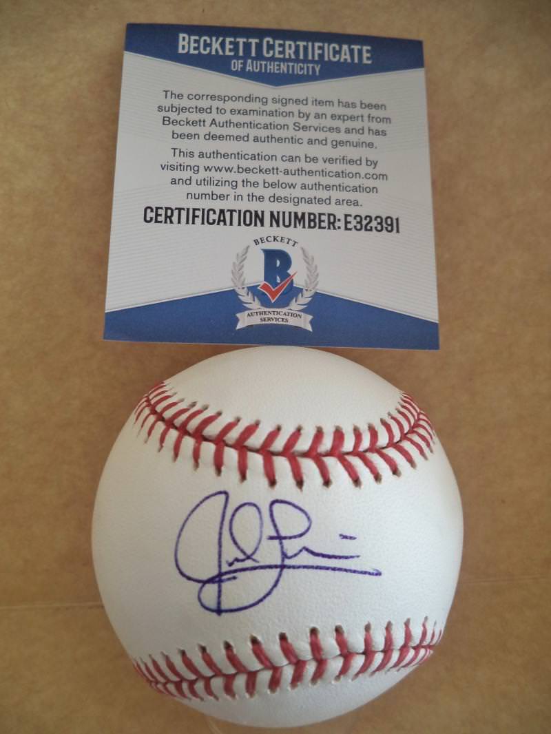 JED LOWRIE OAKLAND A'S SIGNED AUTOGRAPHED M.L BASEBALL BECKETT E32391