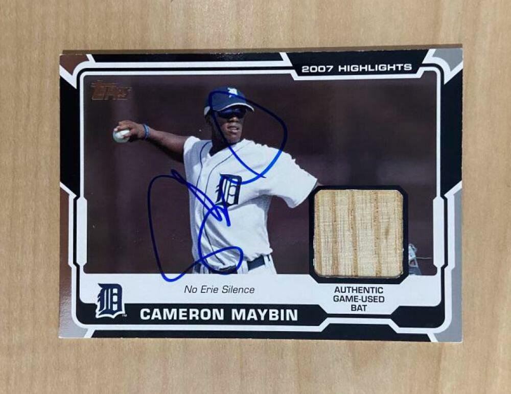 CAMERON MAYBIN DETROIT TIGERS SIGNED AUTOGRAPHED 2008 TOPPS CARD #HR-CM W/COA