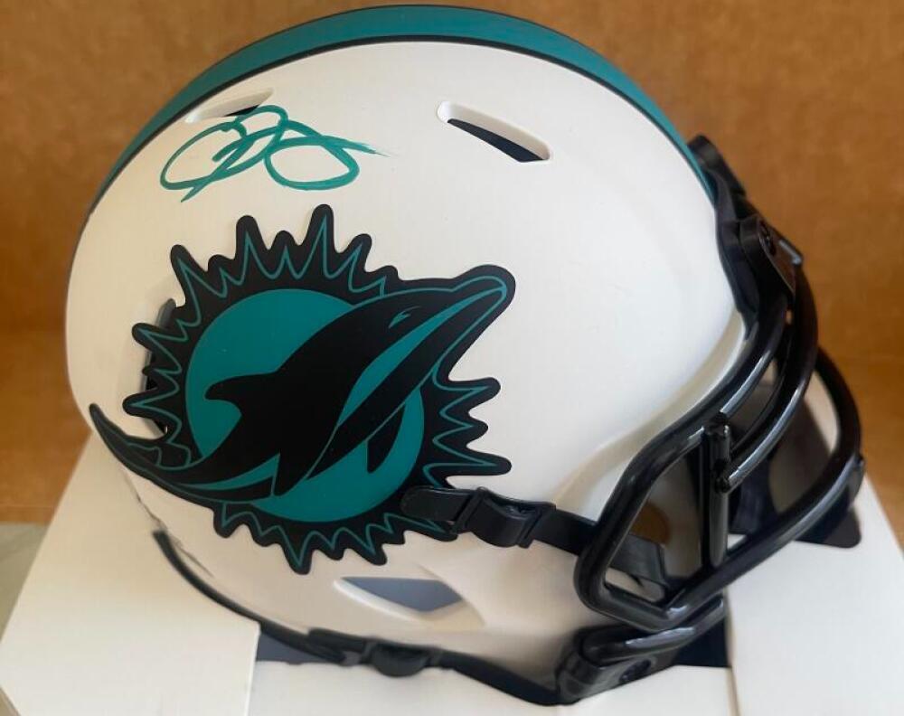 ODELL BECKHAM JR. DOLPHINS SIGNED AUTOGRAPHED LUNAR MINI HELMET BECKETT 