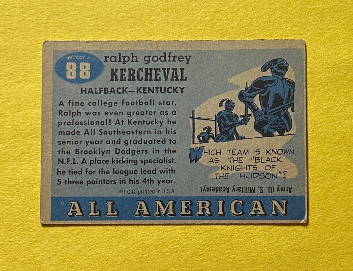 1955 TOPPS ALL-AMERICAN RALPH KERCHEVAL #88 KENTUCKY