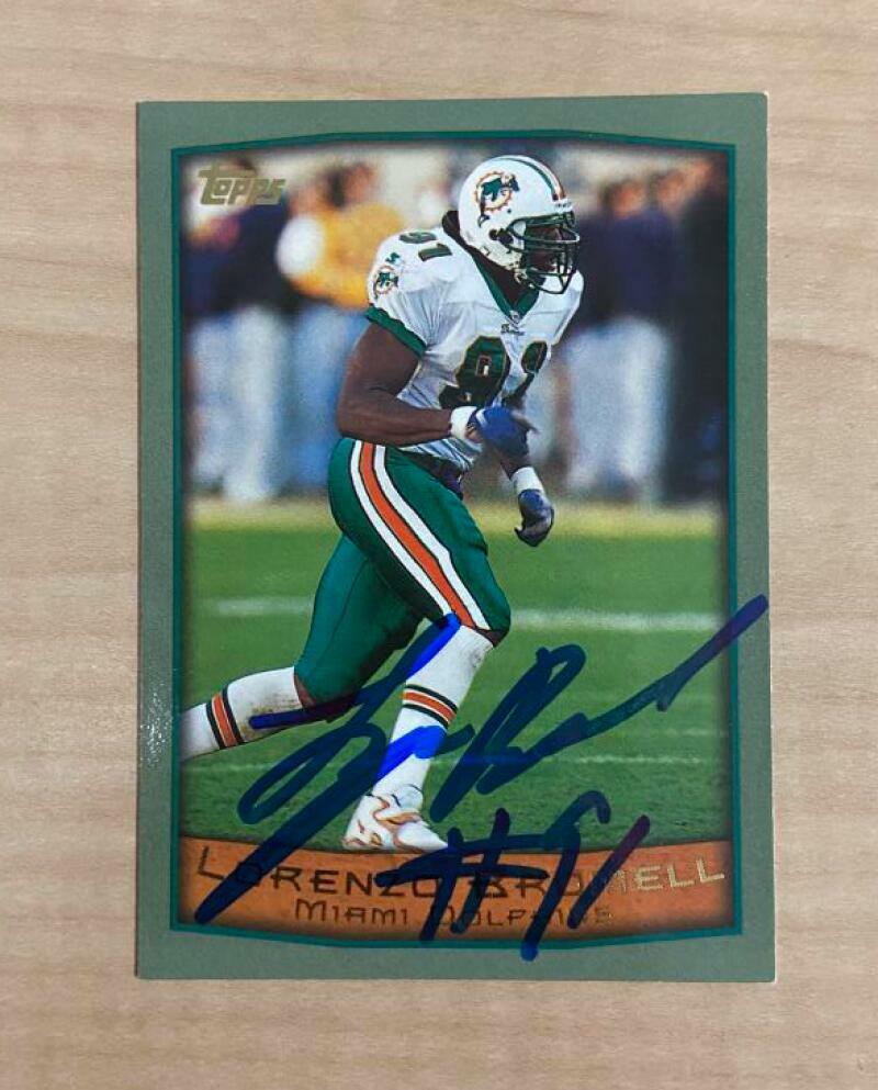 LORENZO BROMELL MIAMI DOLPHINS SIGNED AUTOGRAPHED 1999 TOPPS CARD #94 W/COA