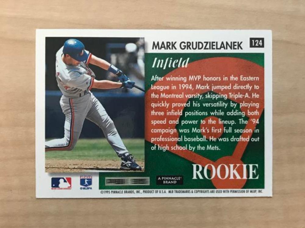 MARK GRUDZIELANEK MONTREAL EXPOS SIGNED AUTOGRAPHED 1995 SCORE CARD #124 W/COA