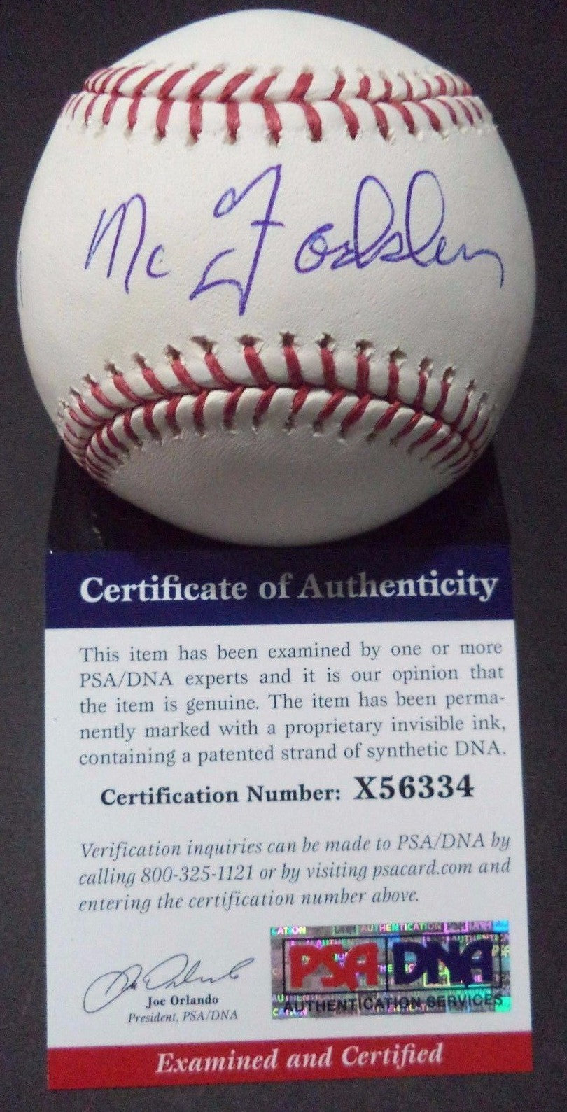 LEON MCFADDEN RARE ASTROS SIGNED AUTOGRAPHED M.L. BASEBALL PSA/DNA COA #X56334