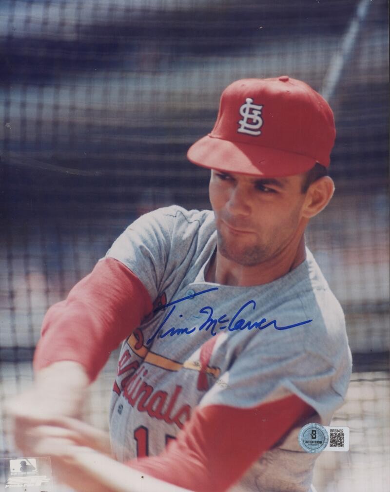 TIM MCCARVER ST. LOUIS CARDINALS SIGNED AUTO 8X10 PHOTO BECKETT AUTH BR33432