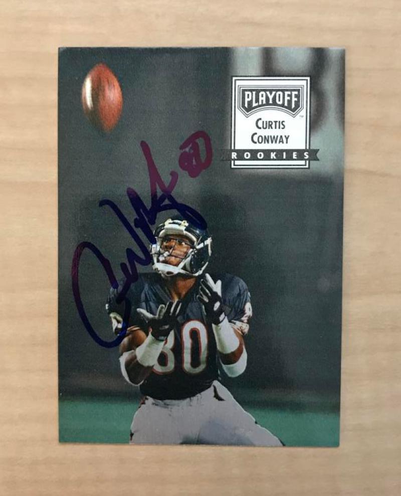 CURTIS CONWAY CHICAGO BEARS SIGNED AUTOGRAPHED 1993 PLAYOFF CARD #141 W/COA