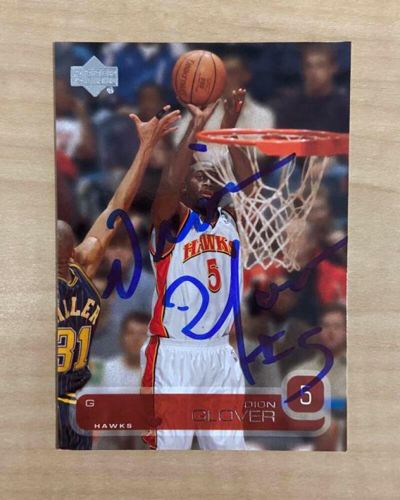 DION GLOVER ATLANTA HAWKS SIGNED AUTOGRAPHED 02-03 UPPER DECK CARD #6 W/COA