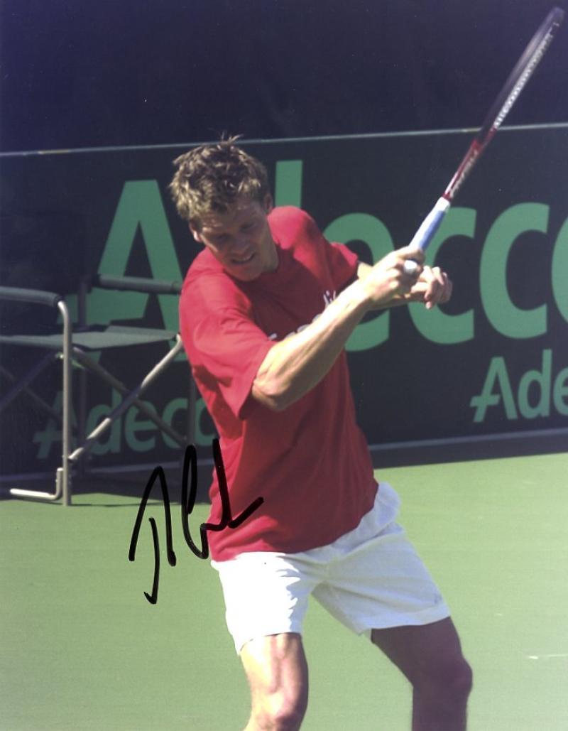 THOMAS ENQUIST TENNIS STAR SIGNED 8X10 PHOTO W/COA