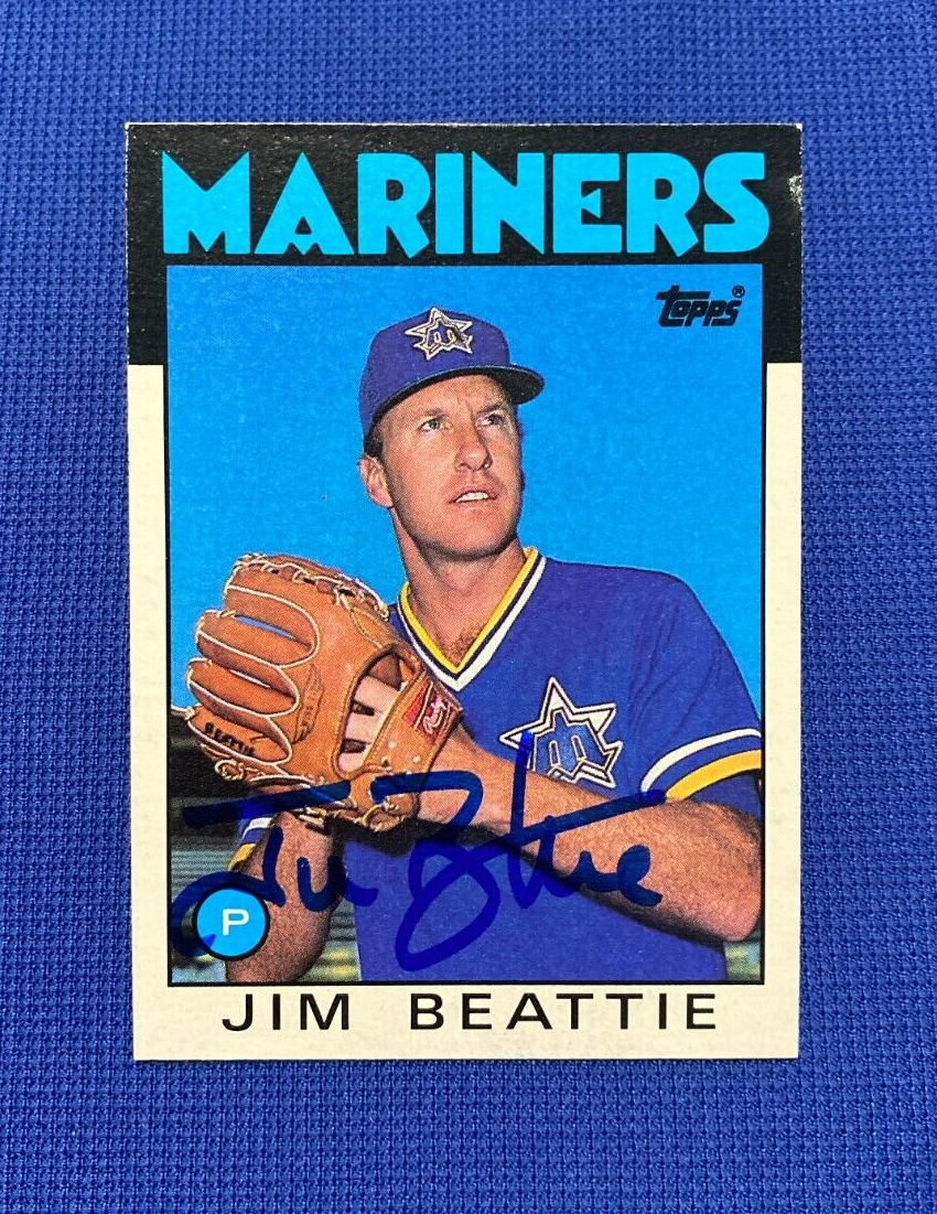1986 TOPPS JIM BEATTIE SEATTLE MARINERS SIGNED AUTOGRAPHED CARD #729 W/COA