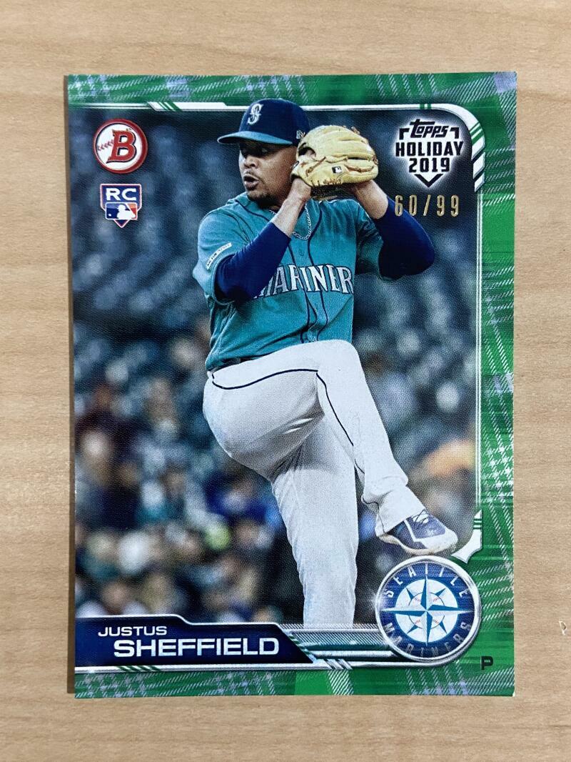 JUSTUS SHEFFIELD SEATTLE MARINERS 2019 TOPPS HOLIDAY 60/99 CARD #TH-JS
