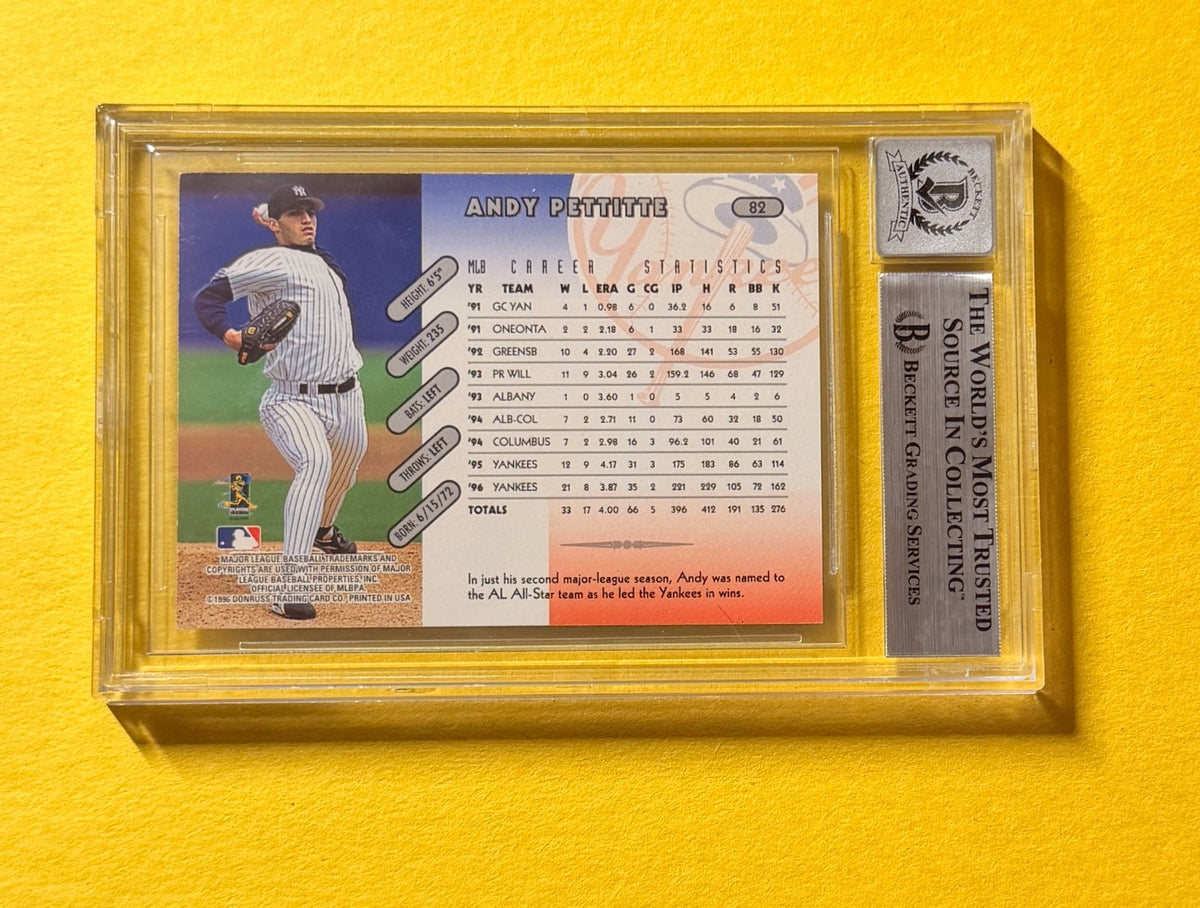 1997 DONRUSS ANDY PETTITE #82 SIGNED AUTO CARD BECKETT 10 AUTHENTIC YANKEES