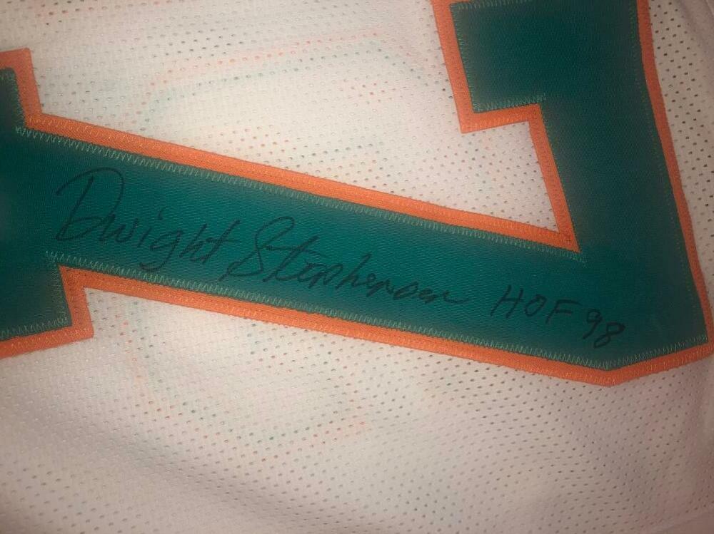 DWIGHT STEPHENSON HOF 98 SIGNED AUTOGRAPHED  WHITE XL CUSTOM JERSEY BECKETT WA11