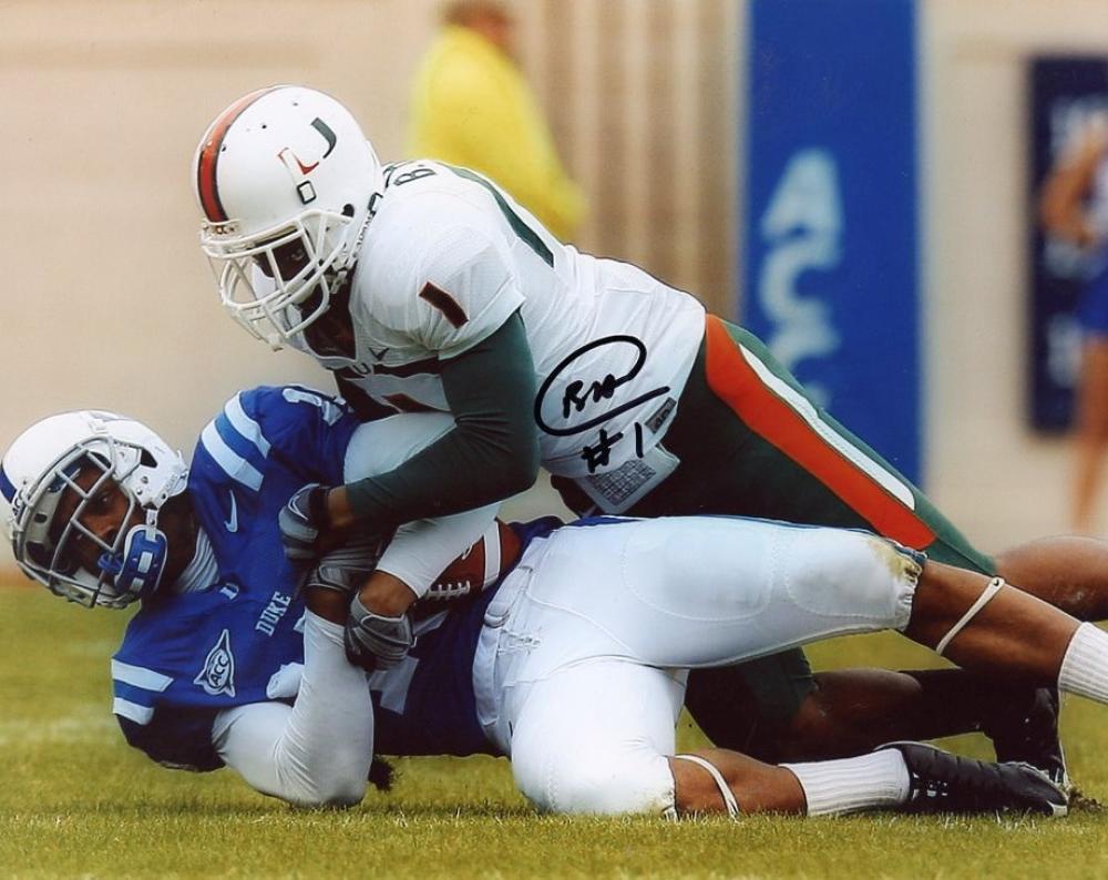 BRANDON HARRIS MIAMI HURRICANES SIGNED AUTOGRAPHED 8X10 PHOTO W/COA