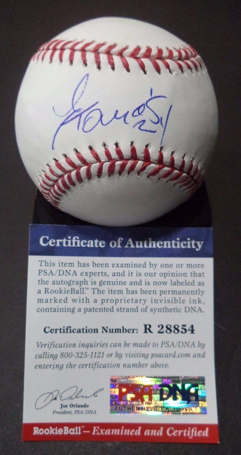 YOSMANY THOMAS DIAMONDBACKS SIGNED ML BASEBALL ROOKIE GRAPH PSA/DNA COA #R28854
