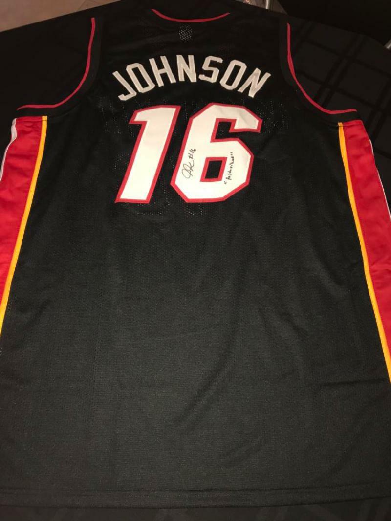 JAMES JOHNSON  HEAT #16 INSCRIBED SIGNED   XL JERSEY JSA STICKER ONLY WP554512