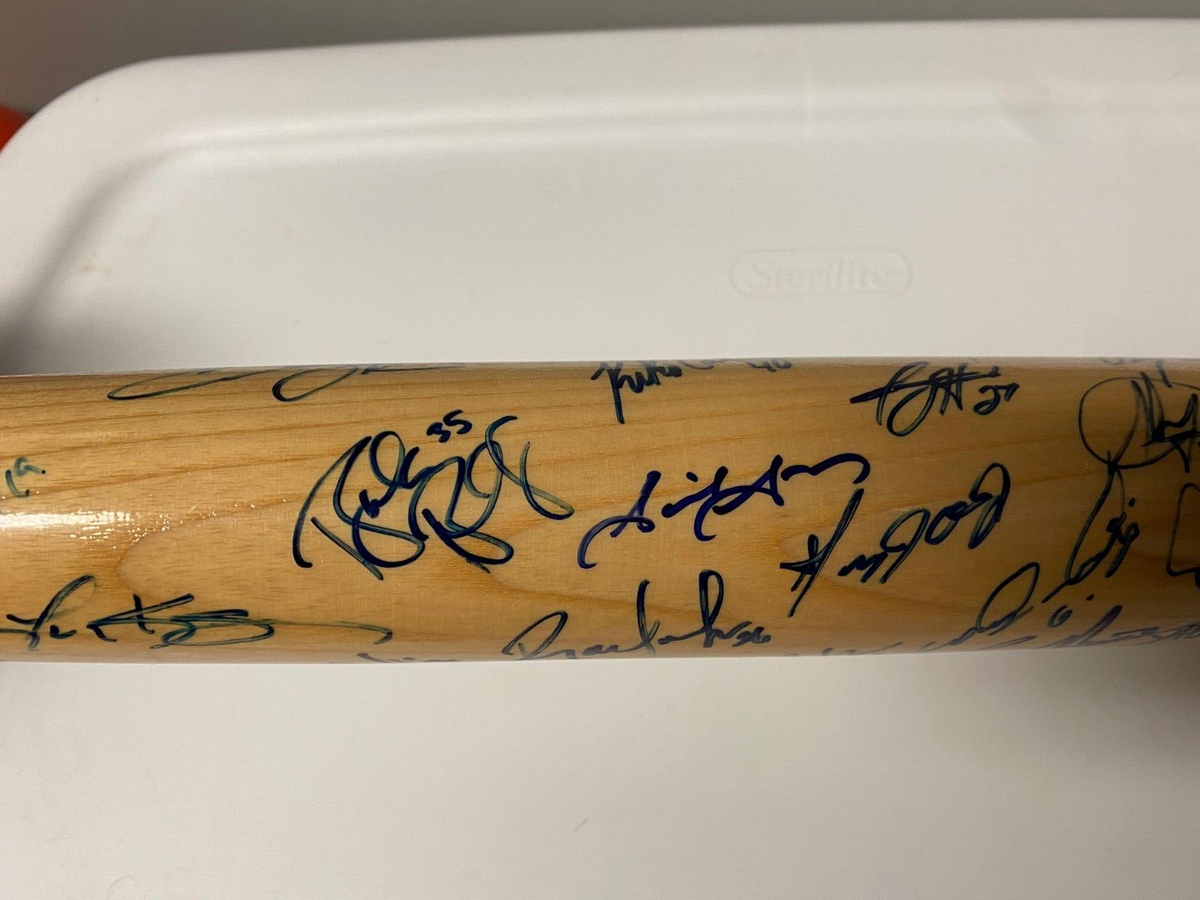 GIANCARLO STANTON DAN UGGLA CODY ROSS ANDREW MILLER MULTI SIGNED MARLINS BAT COA