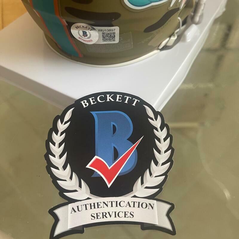 BOB GRIESE MIAMI DOLPHINS HOF 90 SIGNED RARE CAMO MINI HELMET WITNESSED