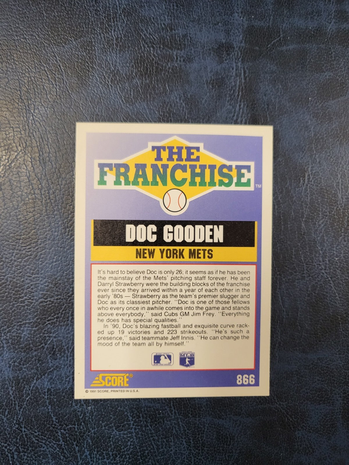1991 SCORE THE FRANCHISE DWIGHT GOODEN NY METS SIGNED AUTOGRAPHED CARD #866 COA