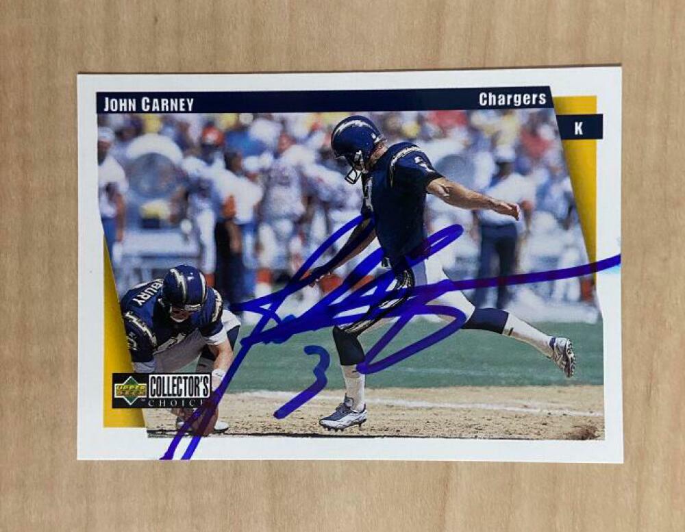 JOHN CARNEY SAN DIEGO CHARGERS SIGNED 1997 UPPER DECK CARD #431 W/COA