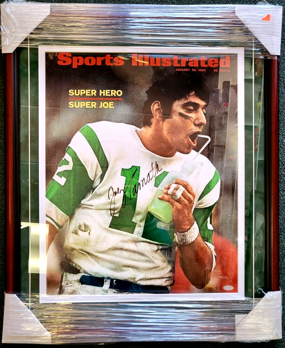 JOE NAMATH JETS SIGNED AUTOGRAPHED 16X20 PHOTO MATTED FRAMED STEINER AUTHENTIC