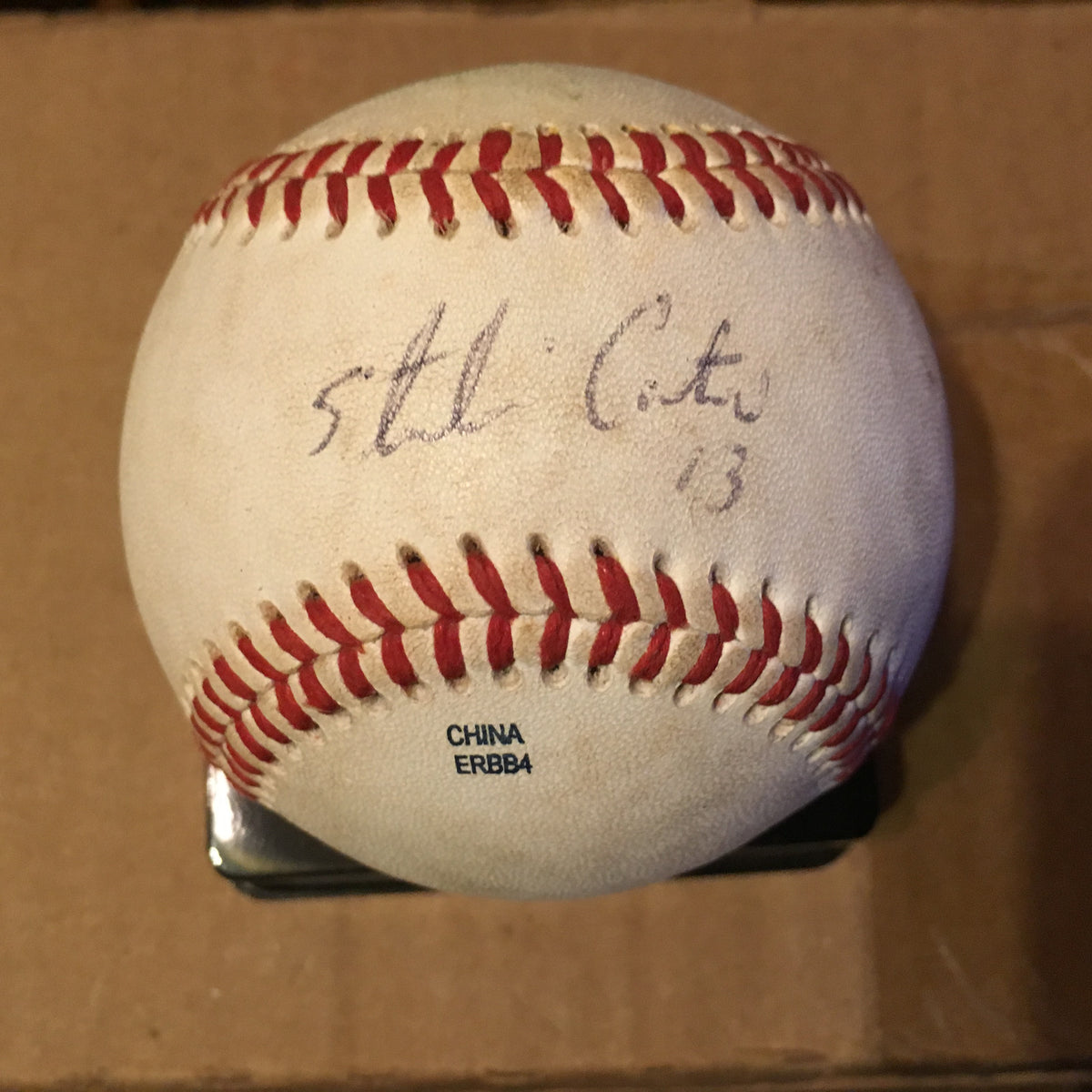 STARLIN CASTRO GAME USED MINOR LEAGUE BASEBALL SIGNED AUTOGRAPHED BASEBALL W/COA