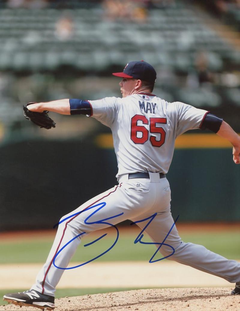 TREVOR MAY #65 MINNESOTA TWINS SIGNED 8X10 W/COA 