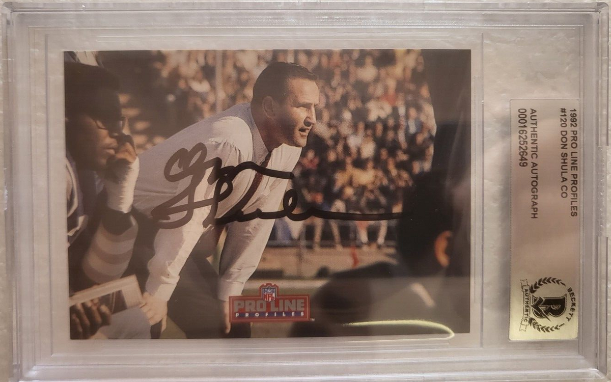 1992 PRO LINE DON SHULA MIAMI DOLPHINS SIGNED AUTOGRAPHED #120 CARD BECKETT