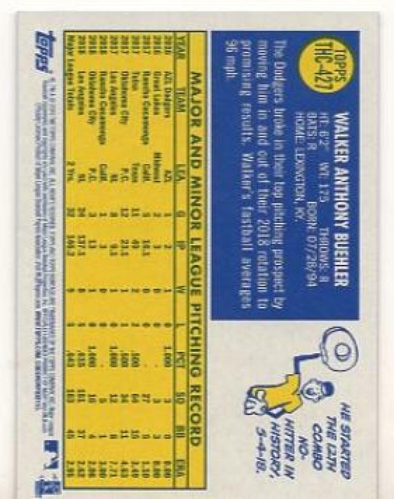 2019 TOPPS HERITAGE WALKER BUEHLER THC-427 ALL-STAR ROOKIE