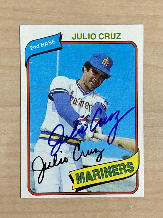 JULIO CRUZ SEATTLE MARINERS SIGNED AUTOGRAPHED 1980 TOPPS CARD #32 W/COA