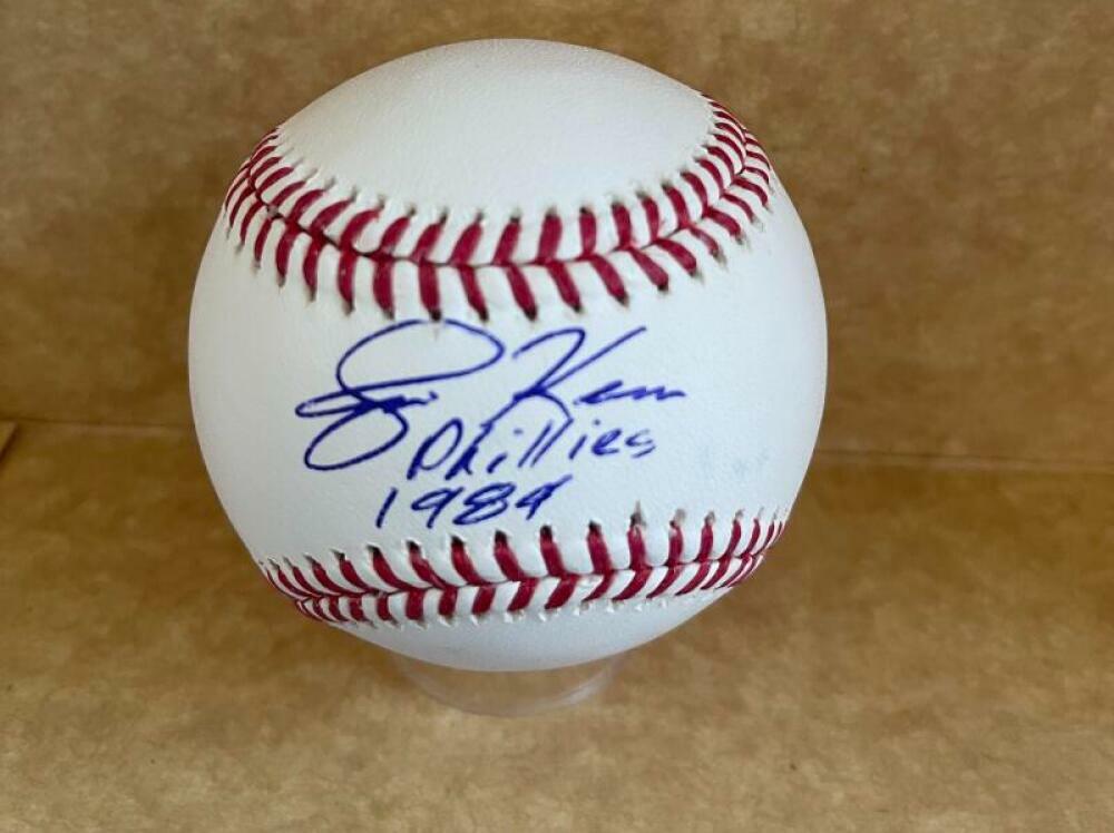 JIM KERN PHILLIES 1984 SIGNED AUTOGRAPHED M.L BASEBALL BECKETT BC94262