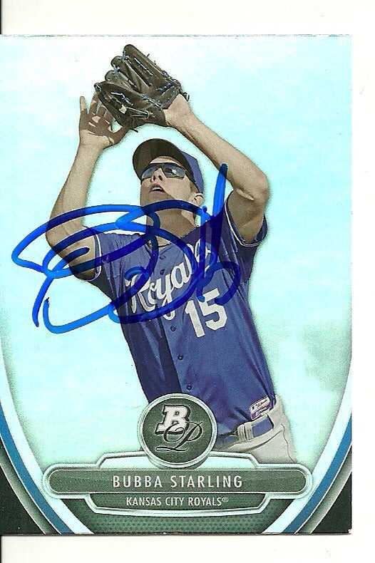 BUBBA STARLING KANSAS CITY ROYALS SIGNED AUTO 2014 BOWMAN PLAT CARD #BPP22 W/COA