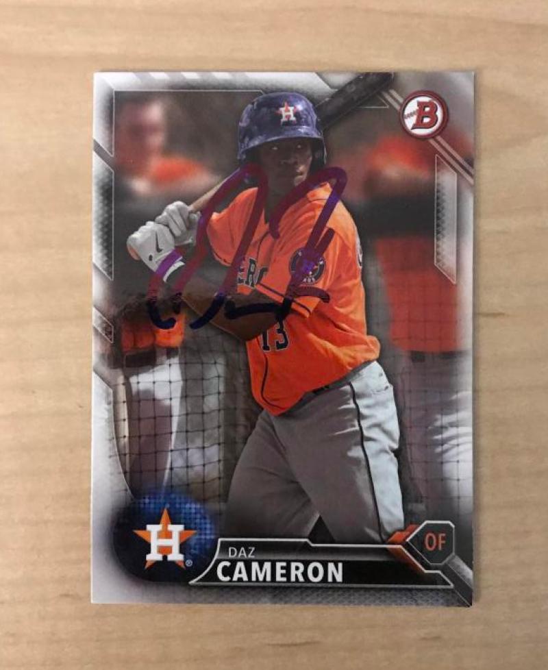 DAZ CAMERON HOUSTON ASTROS SIGNED AUTOGRAPHED 2016 BOWMAN CARD #BD-152 W/COA