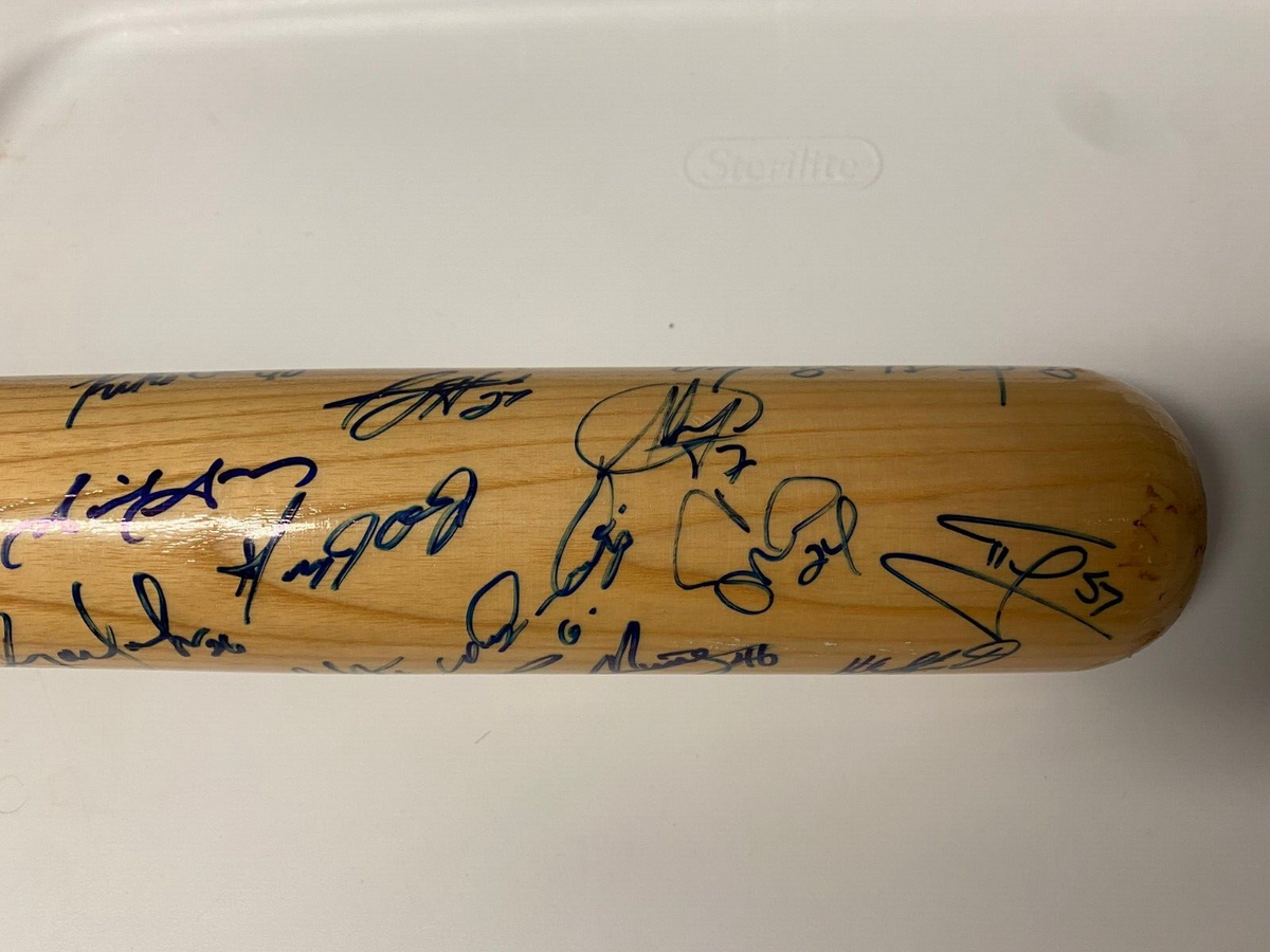 GIANCARLO STANTON DAN UGGLA CODY ROSS ANDREW MILLER MULTI SIGNED MARLINS BAT COA