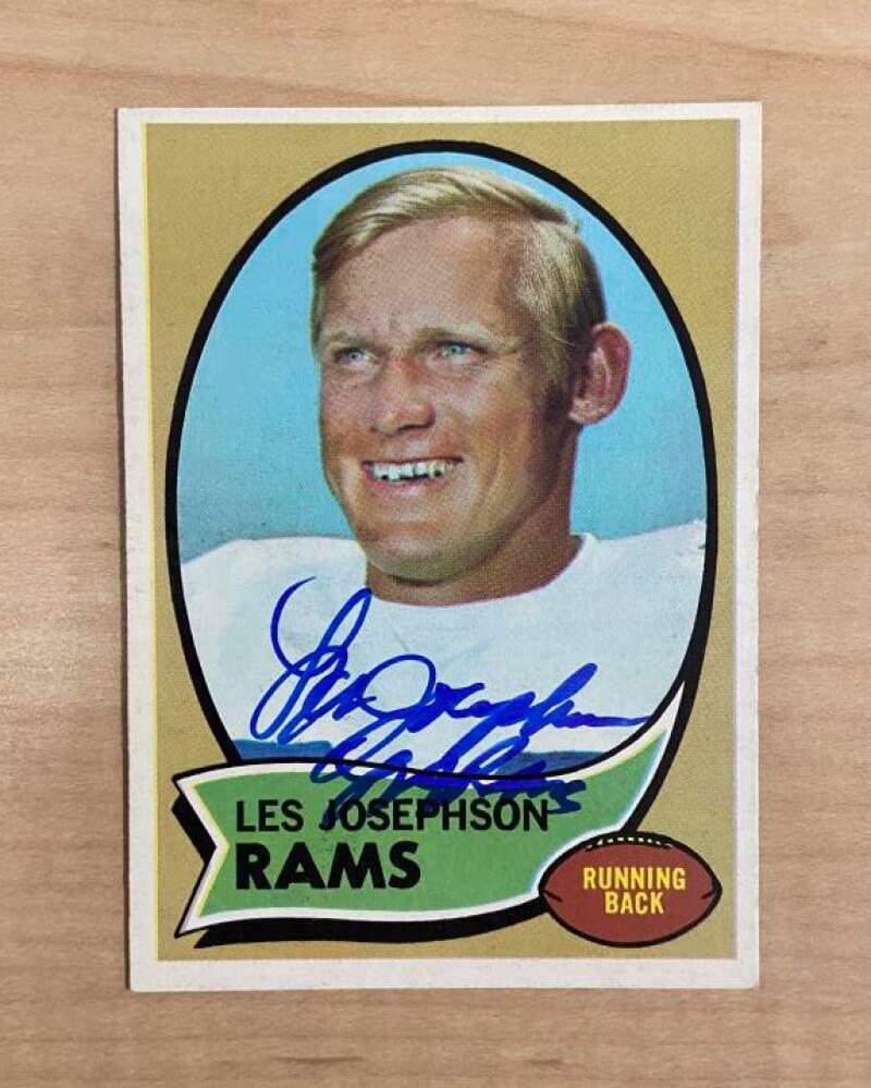 LES JOSEPHSON LOS ANGELES RAMS SIGNED AUTOGRAPHED 1970 TOPPS CARD #253 W/COA