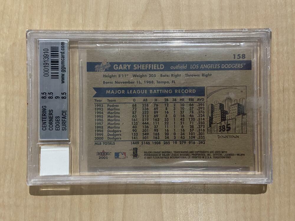 2001 FLEER GARY SHEFFIELD #158 GARY SHEFFIELD DODGERS BECKETT NM-MT 8.5 