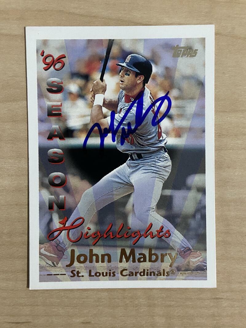 JOHN MABRY ST LOUIS CARDINALS SIGNED AUTOGRAPHED 1997 TOPPS CARD #102 W/COA