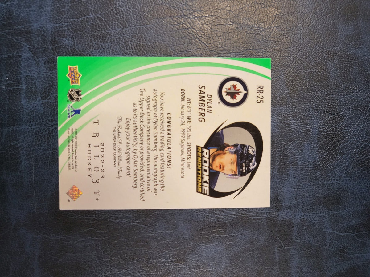 2022-23 UPPER DECK TRILOGY ROOKIE RENDITIONS DYLAN SAMBERG AUTO CARD /99