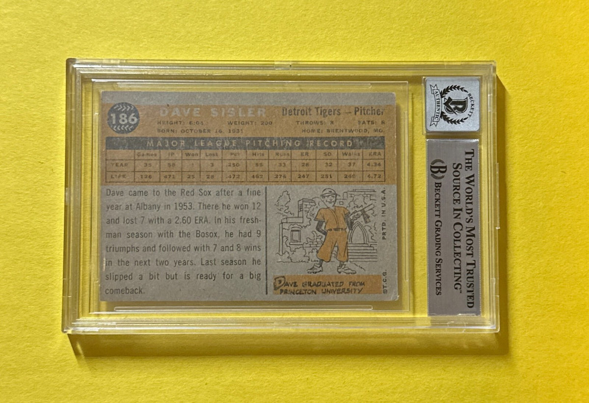 1980 TOPPS DAVE SISLER #186 SIGNED AUTOGRAPHED CARD BECKETT AUTHENTIC 10 TIGERS