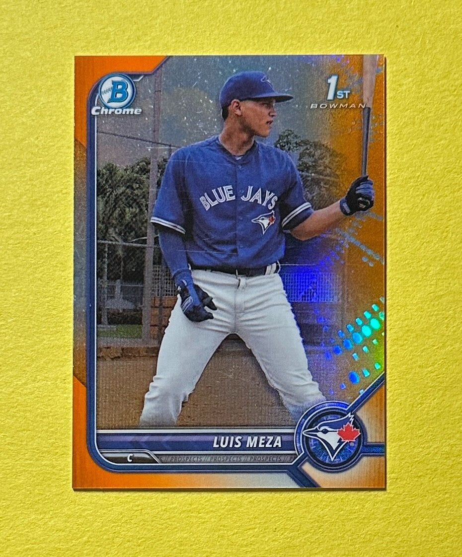 2022 BOWMAN CHROME LUIS MEZA ORANGE REFRACTOR /25 1ST BOWMAN #BCP-209 BLUE JAYS