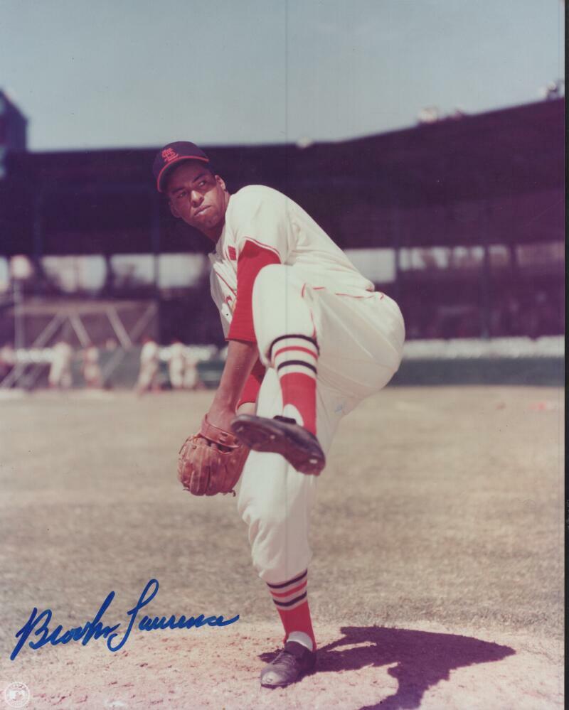 BROOKS LAWRENCE CINCINNATI REDS SIGNED AUTOGRAPHED 8X10 PHOTO W/ COA