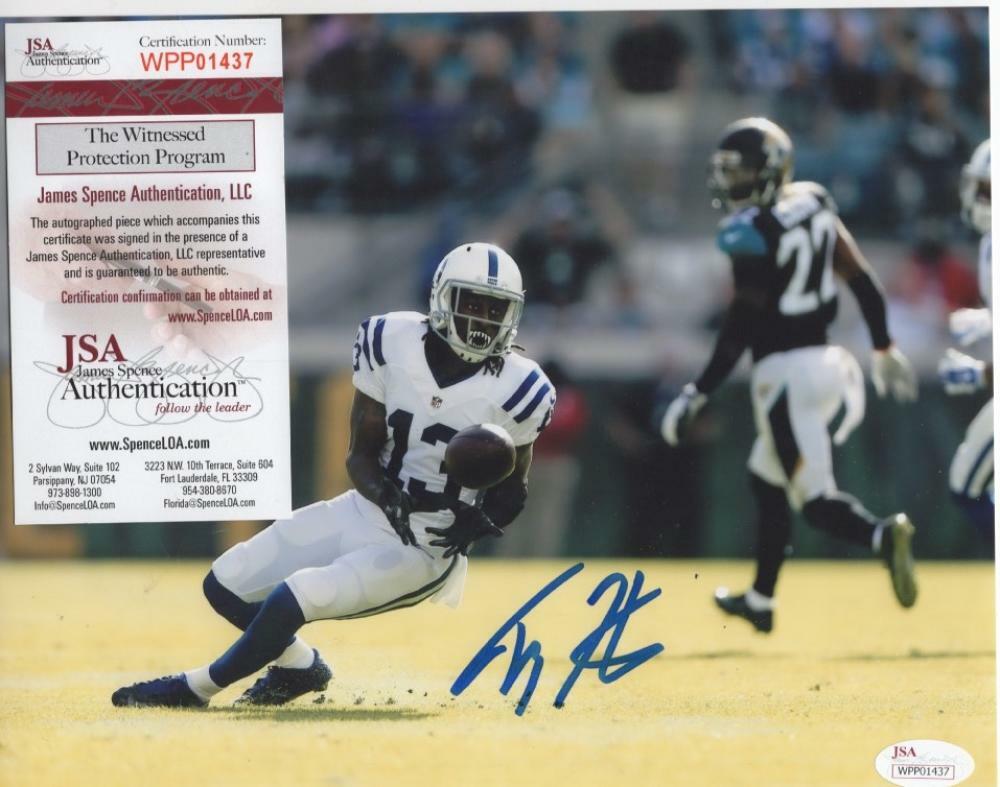 TY HILTON INDIANAPOLIS COLTS SIGNED 8X10 PHOTO JSA WPP01437