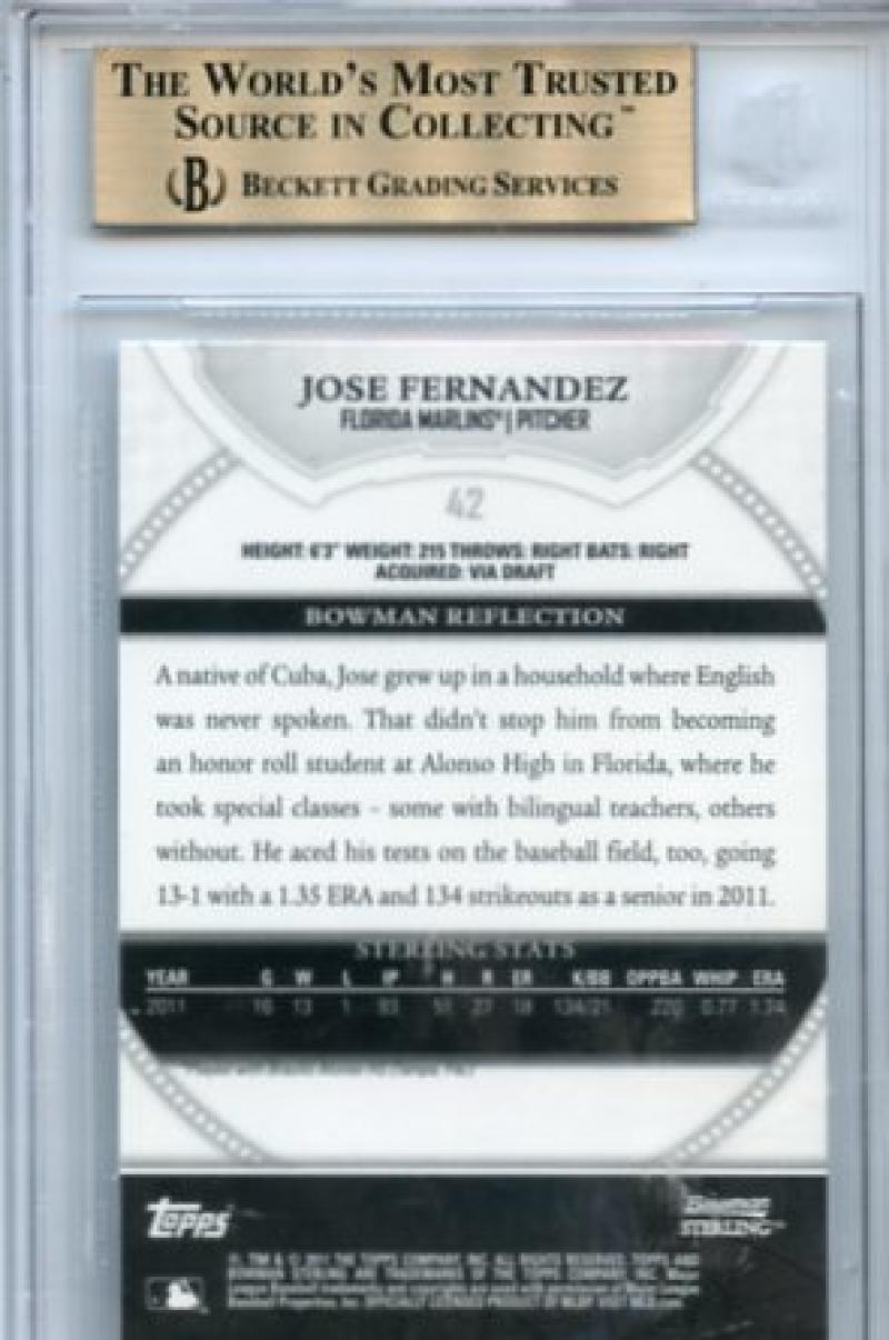 BOWMAN STERLING PROSPECTS JOSE FERNANDEZ BECKETT GEM MINT 9.5 