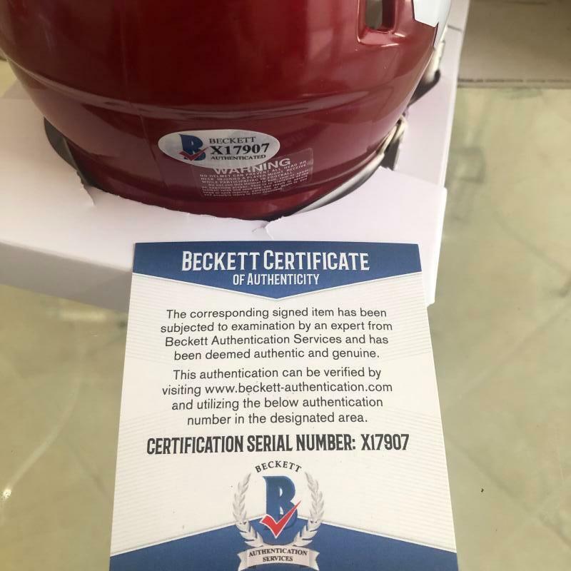 BILLY SIMS OKLAHOMA SOONERS 78 HEISMAN  SIGNED SPEED MINI HELMET BECKETT X17907