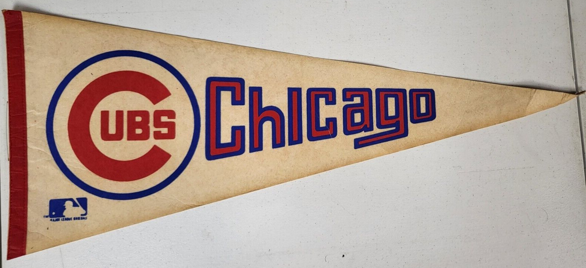 VINTAGE 70'S 80'S CHICAGO CUBS BASEBALL PENNANT FLAG RARE