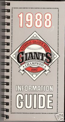 1988  SAN FRANCISCO GIANTS   MEDIA GUIDE