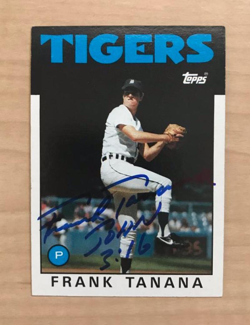 FRANK TANANA DETROIT TIGERS SIGNED AUTOGRAPHED 1986 TOPPS CARD #592 W/COA